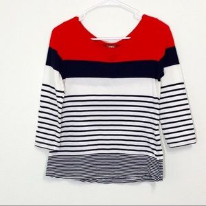 Anthropologie One September Red & Navy Stripe Top!